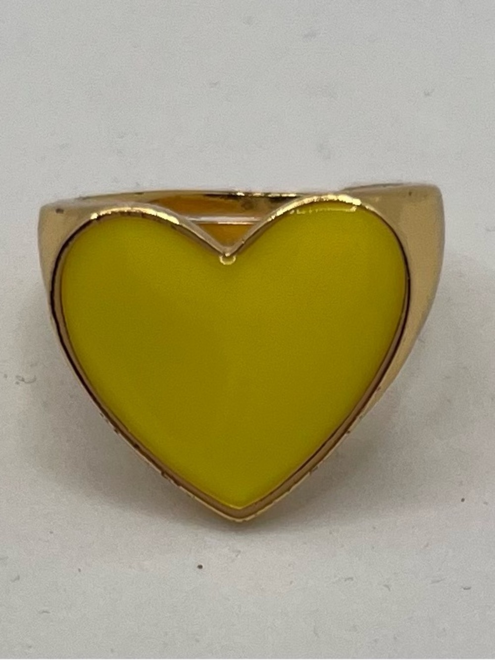 Yellow Heart Enamel Statement Ring - Gold Tone